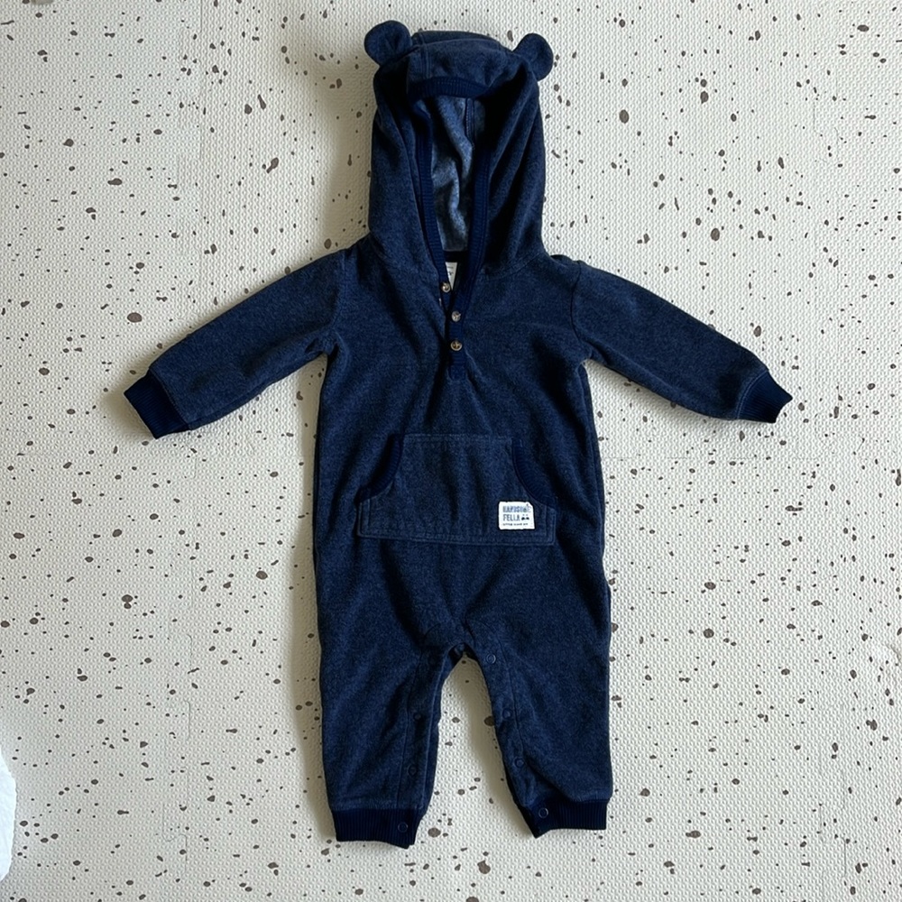 👶🏽 CARTER’S - BLUE BEAR HOODED FLEECE SNAP ROMPER